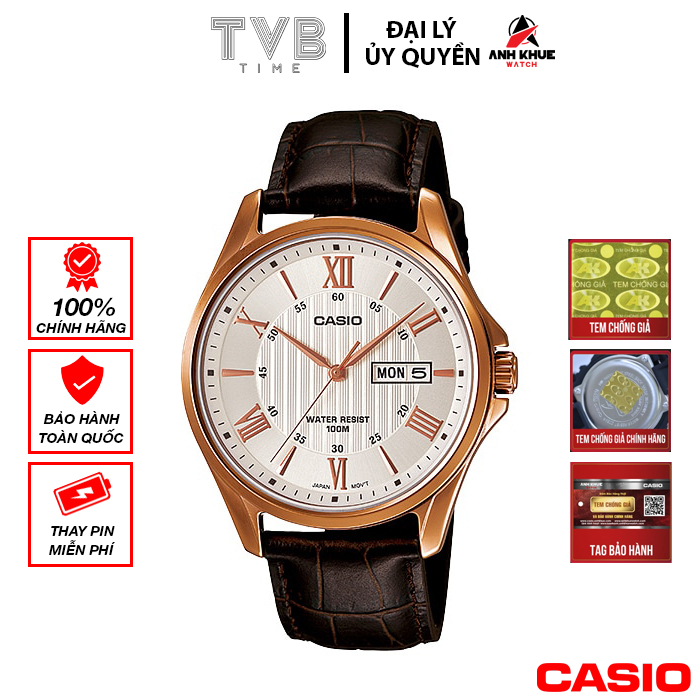Đồng hồ nam dây da Casio Standard chính hãng Anh Khuê MTP-1384L-7AVDF (41mm)
