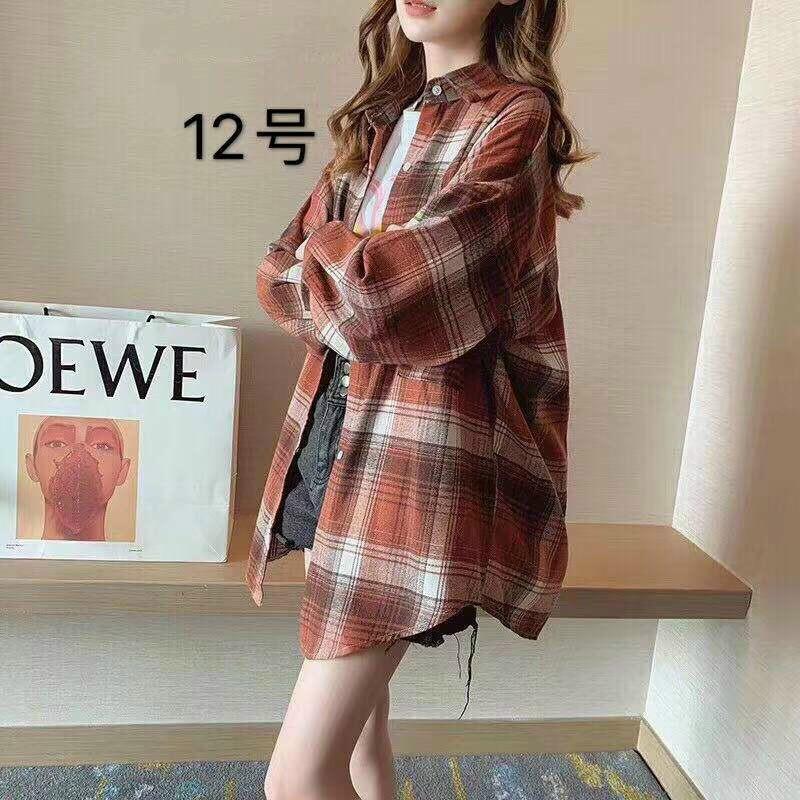 Áo sơ mi kẻ form rộng phong cách Hàn Quốc hàng Quảng Châu