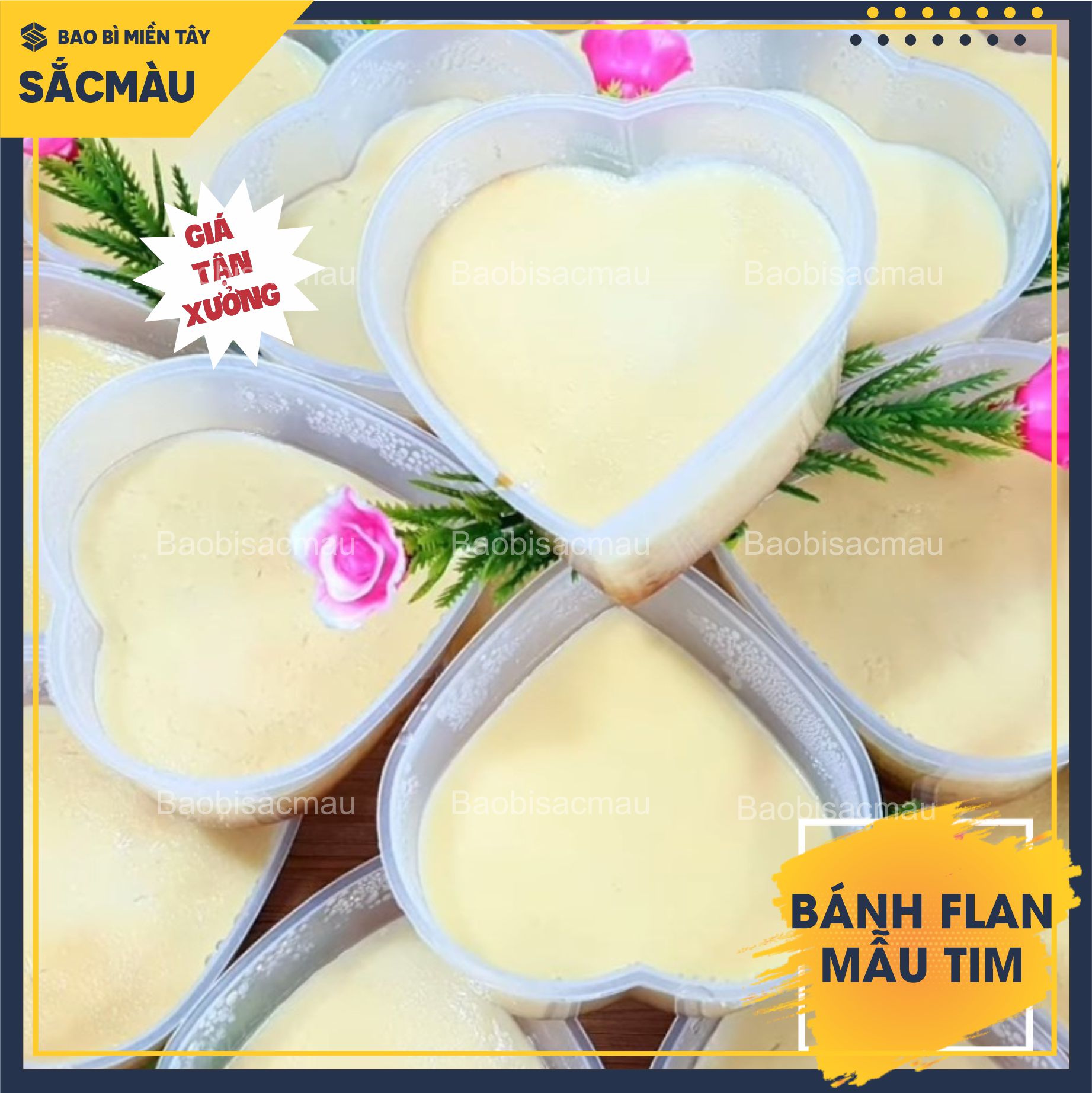 50 Khuôn nhựa làm bánh flan, rau câu, bánh da lợn hình trái tim kèm nắp đẹp mắt