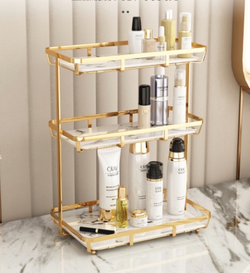 Kệ 3 tầng đựng đồ vật dụng nhà vệ sinh GOLDEN MARBLE BATHROOM RACK