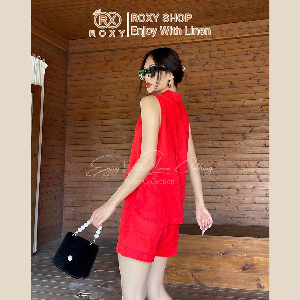 Bộ Linen Áo Cổ Sơ Mi Sang Chảnh, Kết Hợp Quần Short 1