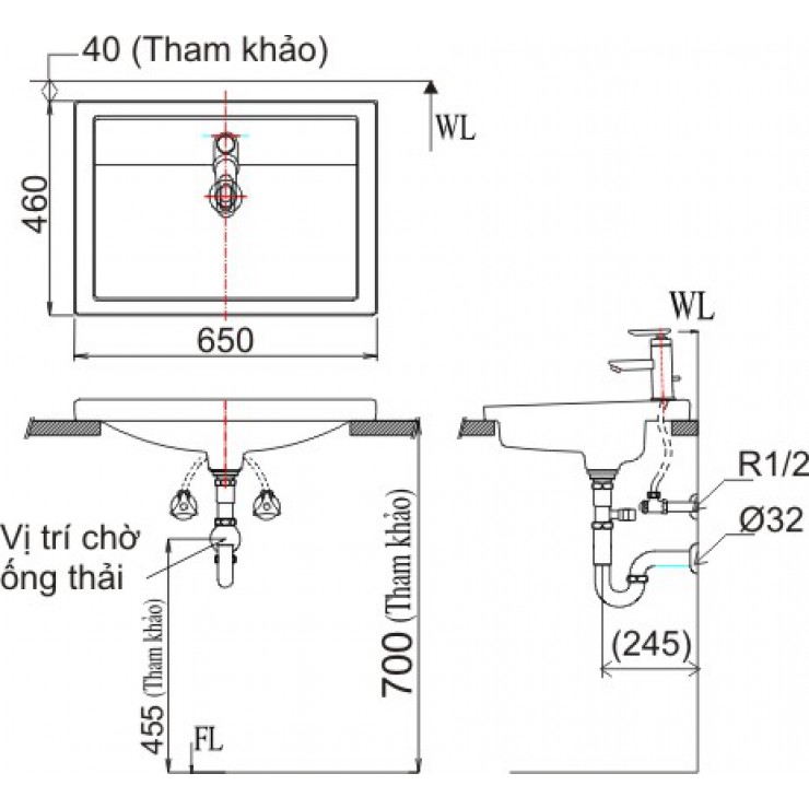 Chậu Rửa Lavabo Inax AL-2397V Dương Vành AquaCeramic