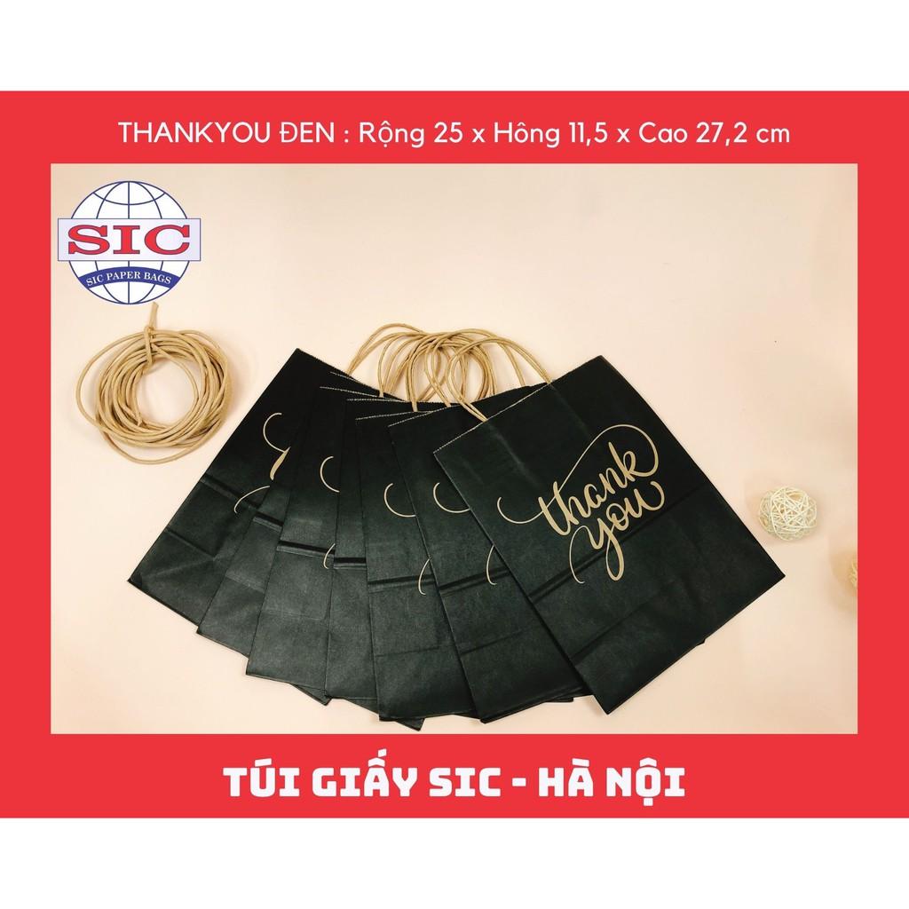 Set 20 túi giấy KRAFT ThankYou in đen nền bệt size M có quai