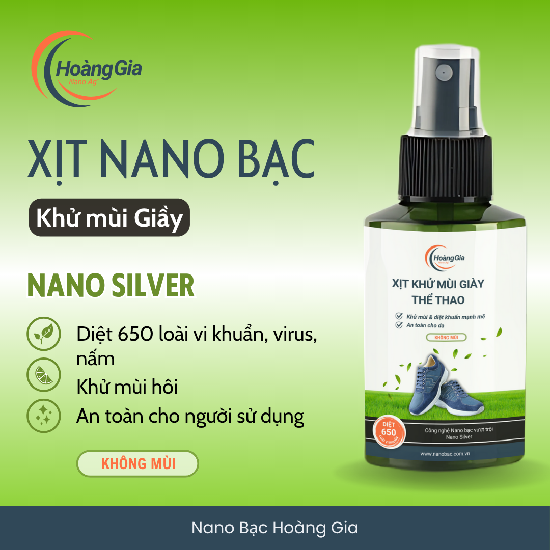 Xịt Khử Mùi Khử Khuẩn Giày Thể Thao Nano Bạc 100ml - Tăng Tự Tin Khi Giao Tiếp và Bảo Vệ Da Chân
