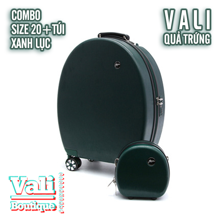 Combo Vali quả trứng size 20 + túi đeo chéo size 10 - Nhiều màu.