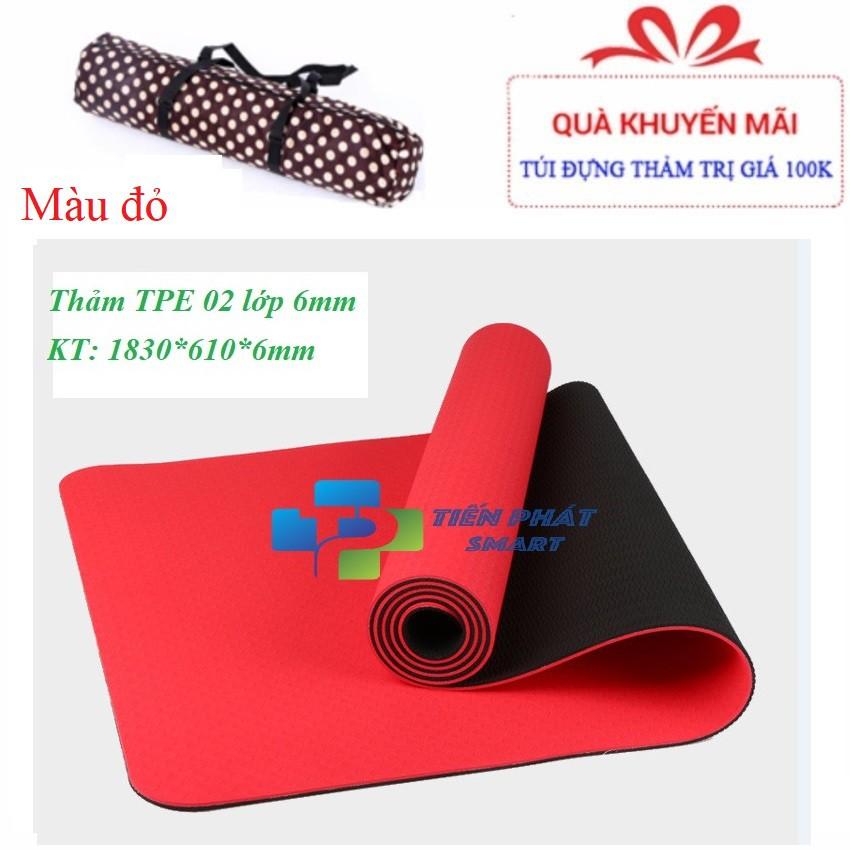 Thảm Yoga 6mm 2 Lớp TPE ( Tặng Kèm Túi)-Xanh đen