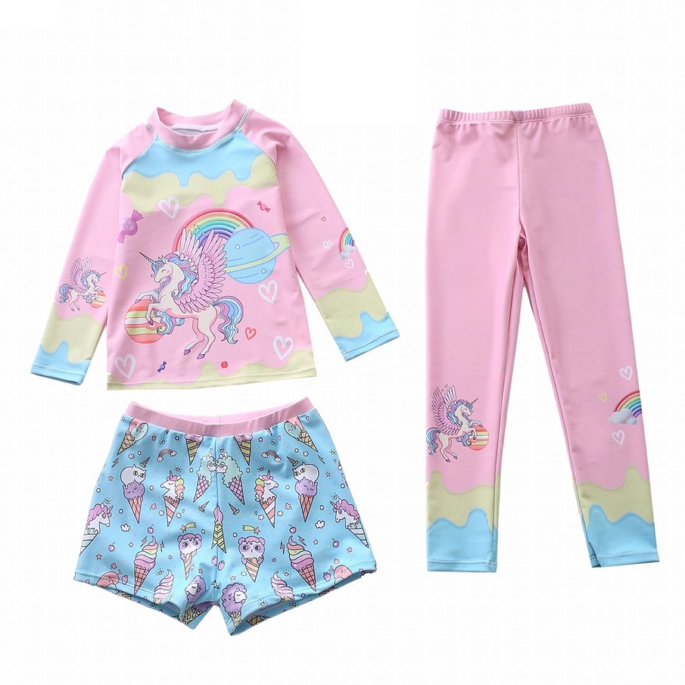 Bộ bơi rời bé gái set 3 món - hồng pony MS201260