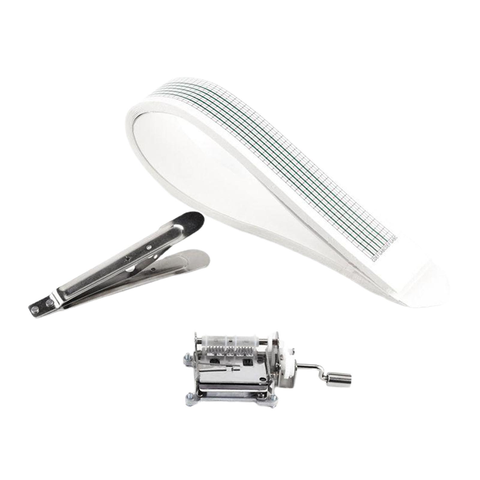 Hand Crank Music Box Movement 15 Note with 20 Paper Strips and Hole Puncher
