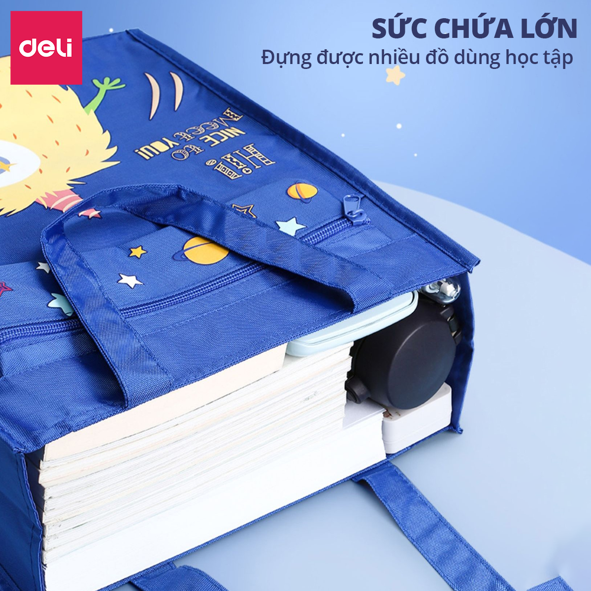 Túi Tote Túi Học Thêm Deli Vải Canva Deli Dễ Thương Sức Chứa Lớn Chống Nước, Chống Bụi Đựng Tài Liệu Sách Vở Học Sinh