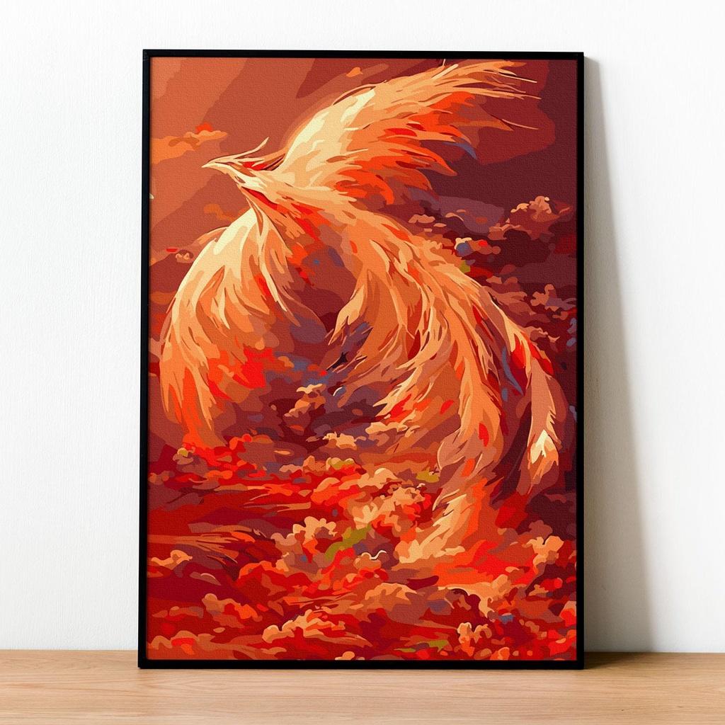 Tranh số hóa Phượng hoàng  đã căng khung 40x50cm