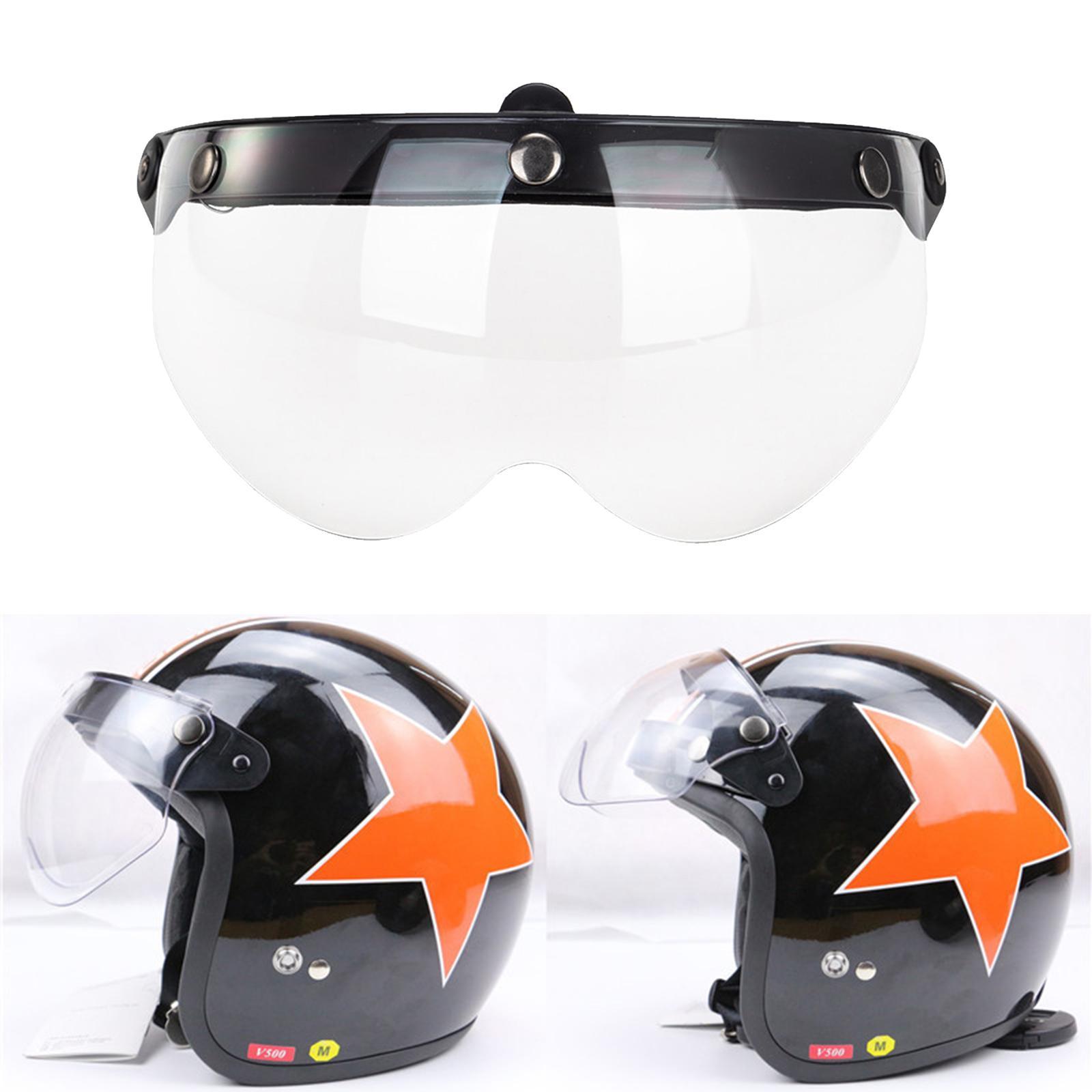 Down Visor Lens Replace for 3 Button Motorcycle Helmets Open Face Clear