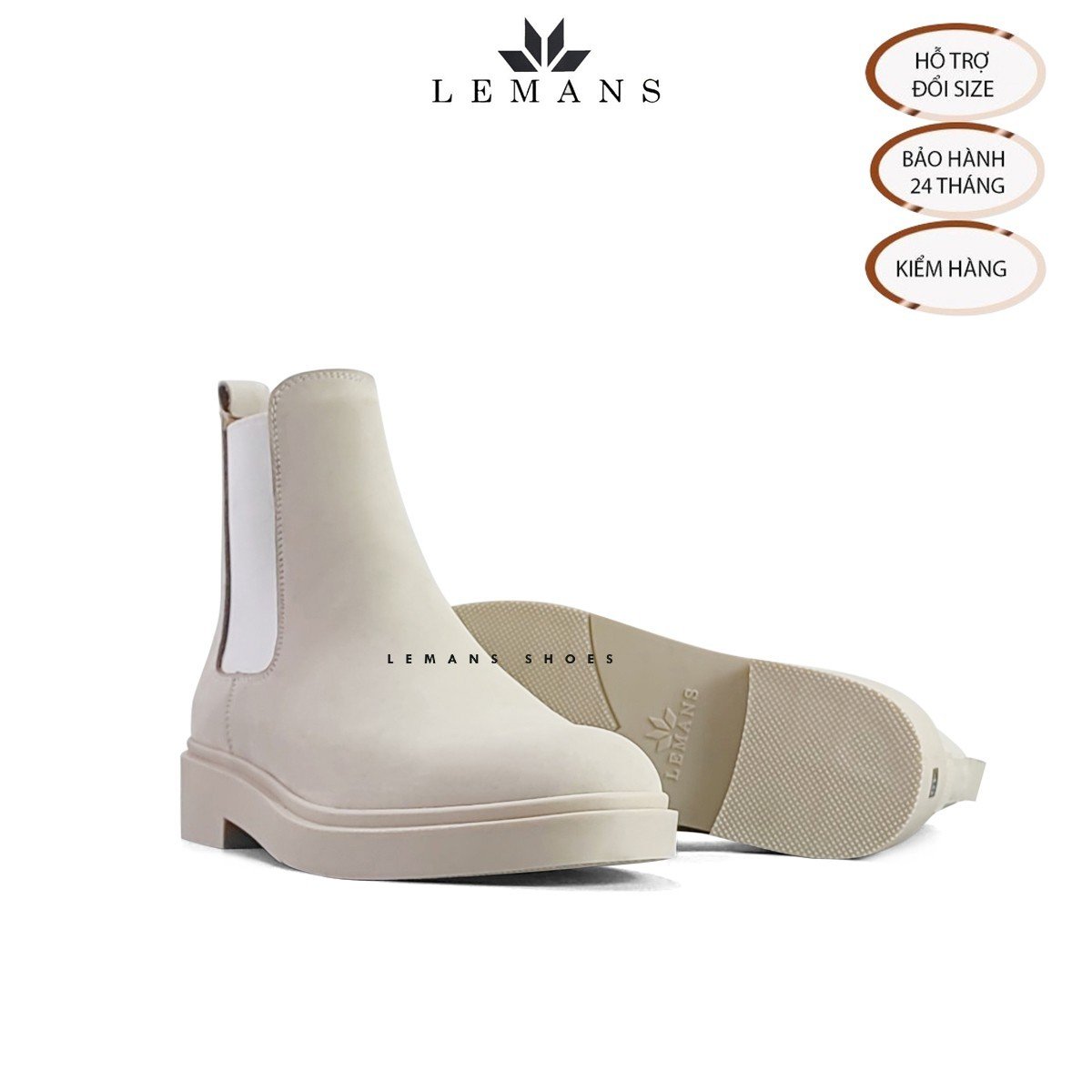 Giày da bò Lộn NuBuck Chelsea Boots Tan LEMANS đế tan hạt kim cương tăng cao 4cm khuôn độc quyền BH 24 tháng