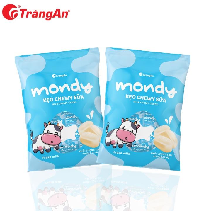 Combo 2 gói kẹo chewy sữa Mondy 250g, thương hiệu Tràng An, hạn sử dụng 12 tháng