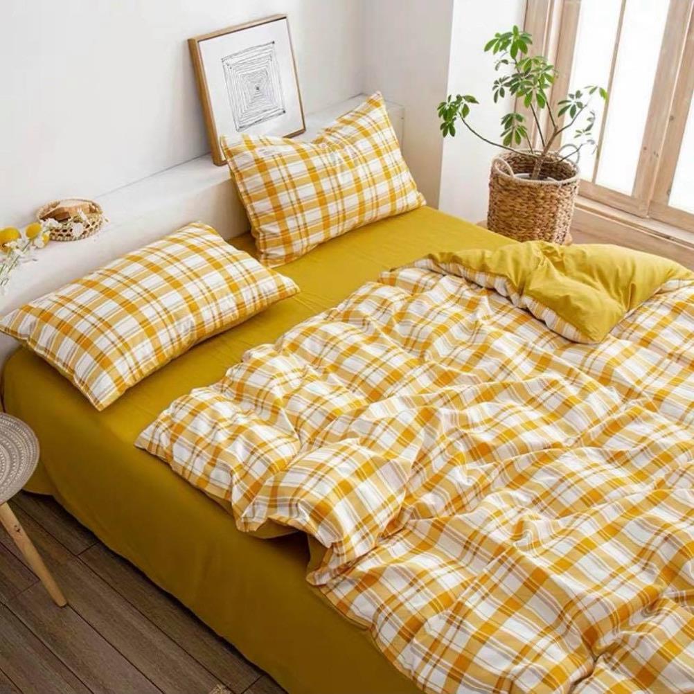 Bộ Chăn Ga Gối Cotton TC cao cấp - Chăn ga TC kẻ