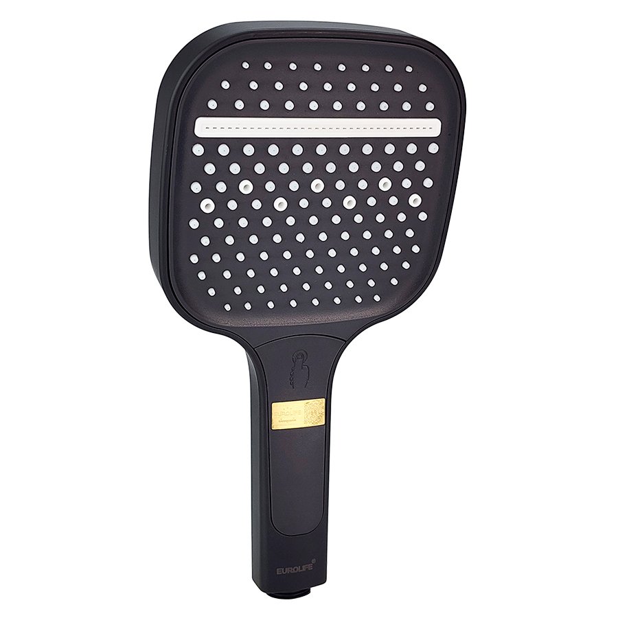 Bộ tay dây sen 3 chức năng chảy, nhựa ABS mạ đen Eurolife EL-128SH-D