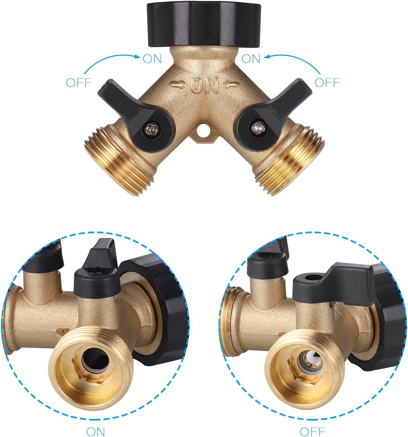 Vòi máy giặt đôi, Bộ chia vòi vườn bằng đồng thau, Đầu nối chữ Y, 3/4 inch để kết nối 2 thiết bị, Vòi đầu ra đôi cho vòi vườn, Bộ chuyển đổi vòi