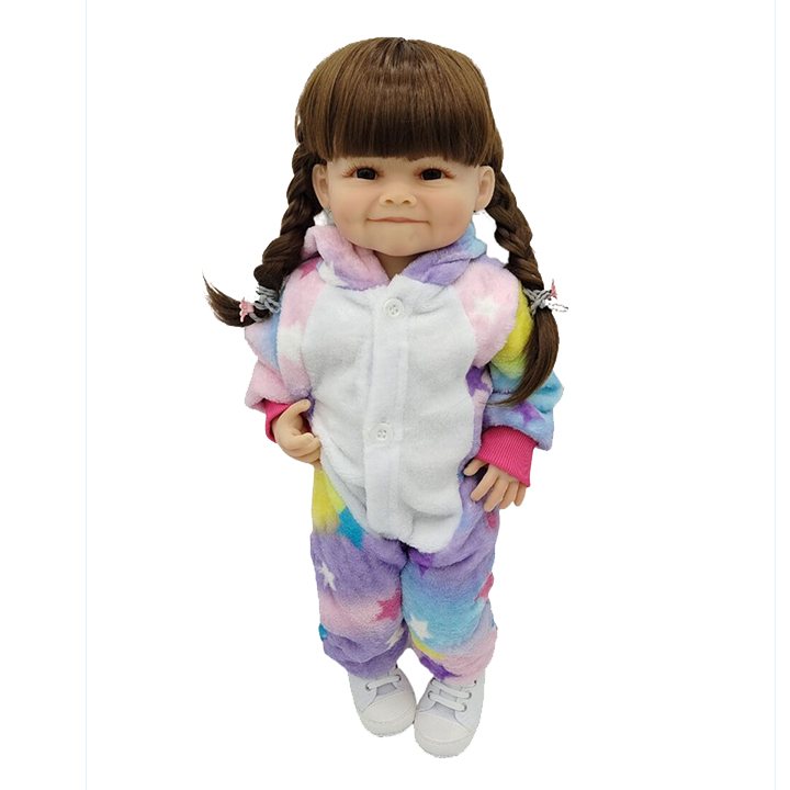 Búp Bê Tái Sinh Thân Nhựa Mềm 55cm = 22 inch Bé Gái Mặt Cười Reborn Body Full Vynil doll