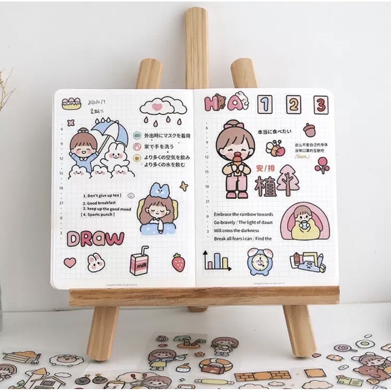 Sticker hộp 100 tấm cute HappyDay