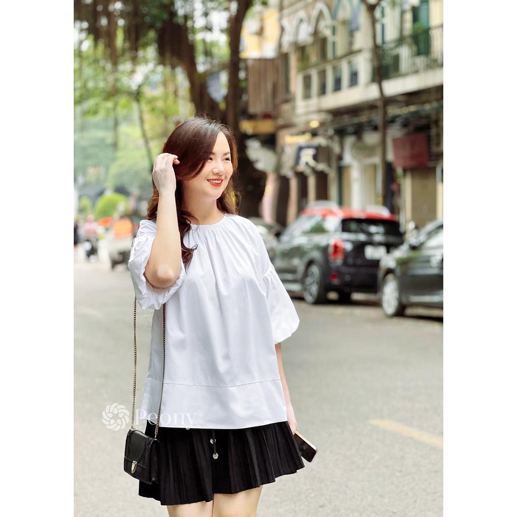 Áo sơ mi trắng nữ Freesize, tay chuông thời thượng, thoải mái, trendy, dễ phối đồ Peony - ALINE TOP