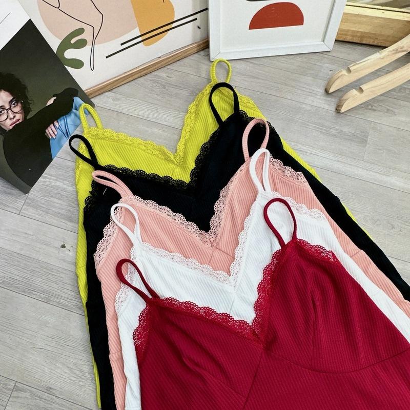 Set đồ bigsize áo dây viền ren kèm quần đùi ren chất gân tăm co giãn BIGSIZE CÔ NHỎ, Quần short áo thun - G124