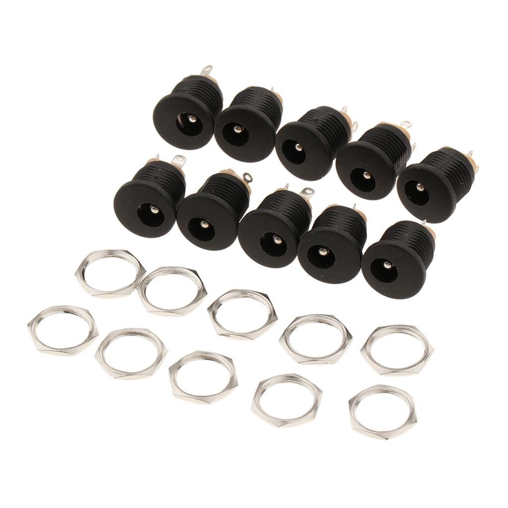 10Pieces DC 5.5x2.5mm Power Supply Jack Socket And Screw Nuts
