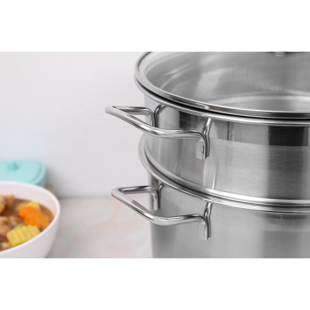 BỘ NỒI XỬNG HẤP HTCOOK 28/32CM, DÙNG ĐƯỢC BẾP TỪ