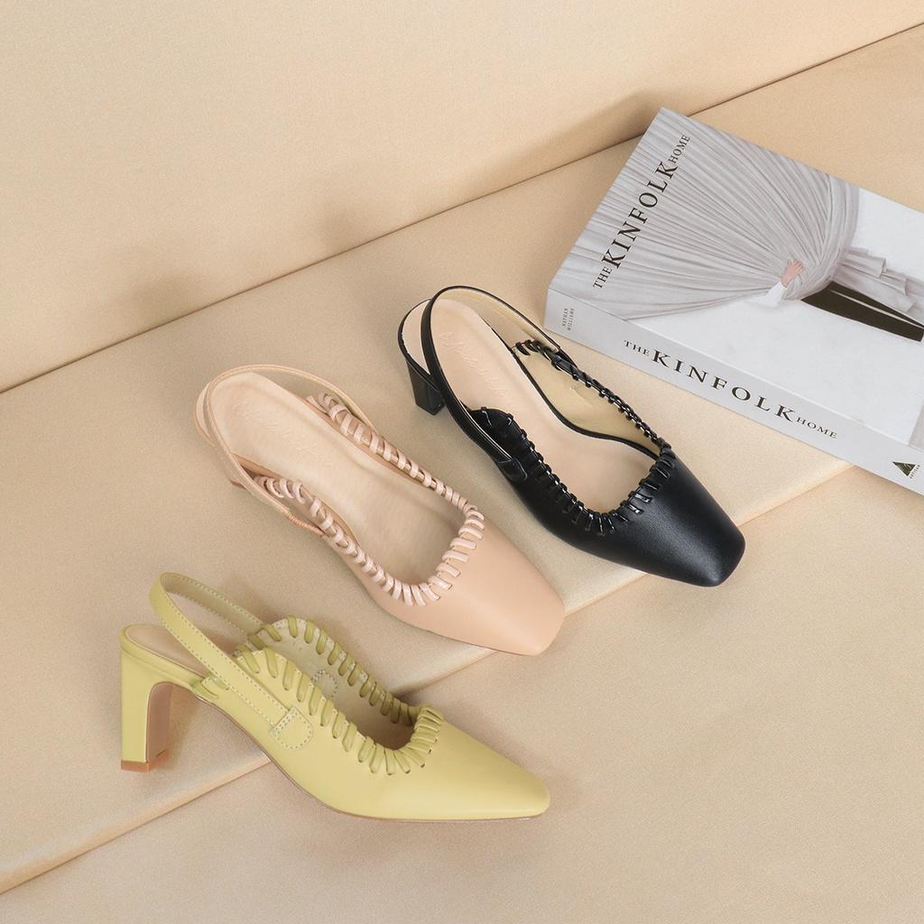 Giày cao gót nữ slingback 7p bít mũi quai sau hở gót đế vuông dáng sandal sục mũi vuông công sở bAimée &amp; bAmor - MS1761