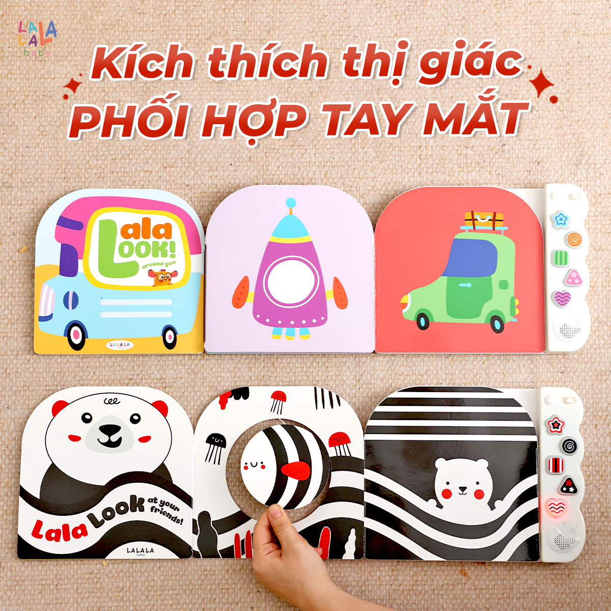 Sách âm thanh Lalalook đồ chơi kích thích thị giác não bộ phát triển cho bé sơ sinh Lalala baby