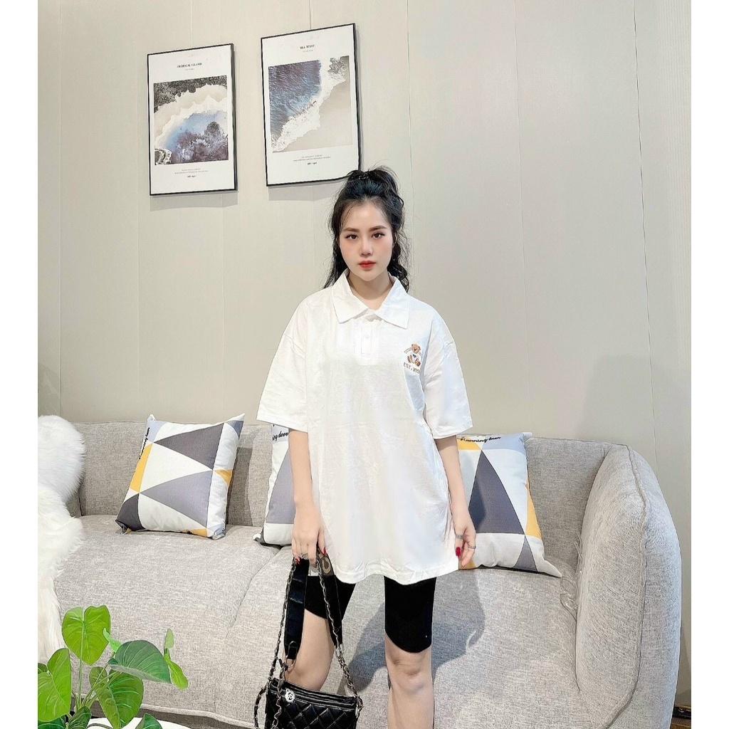 Áo polo nữ form rộng tay lỡ cổ bẻ, Áo thun nữ dáng dài rộng chất cotton 2022 New Arival