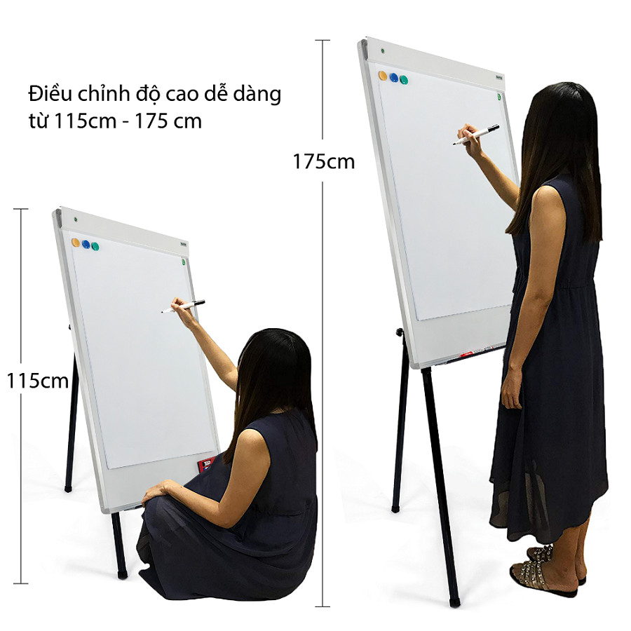 Bảng kẹp giấy viết bút lông Flipchart 3 chân rút kích thước 70x100cm (Giấy A1)