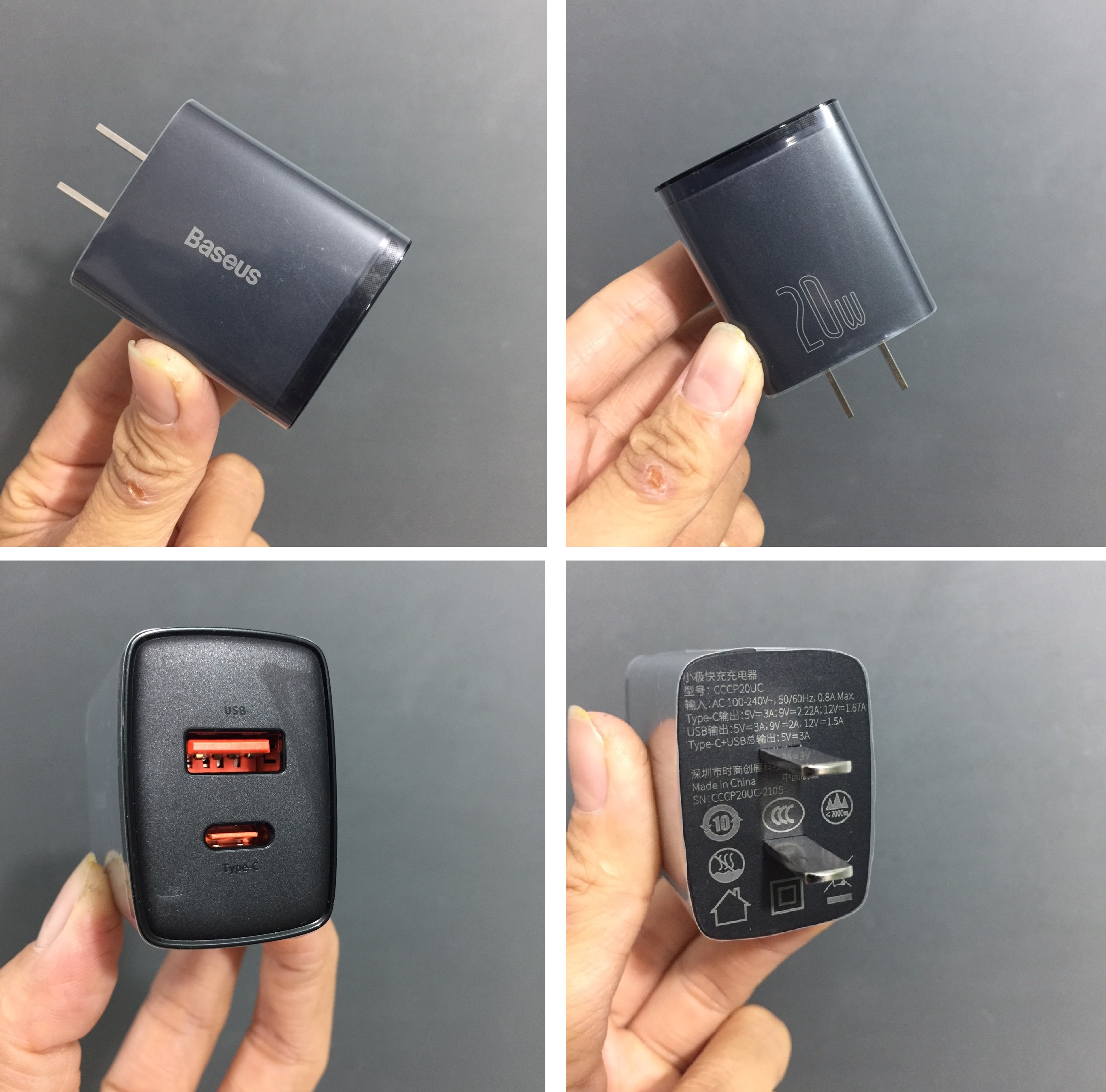 Cốc sạc 20W 2 cổng C+U Baseus Compact CCCP20UC - Hàng chính hãng
