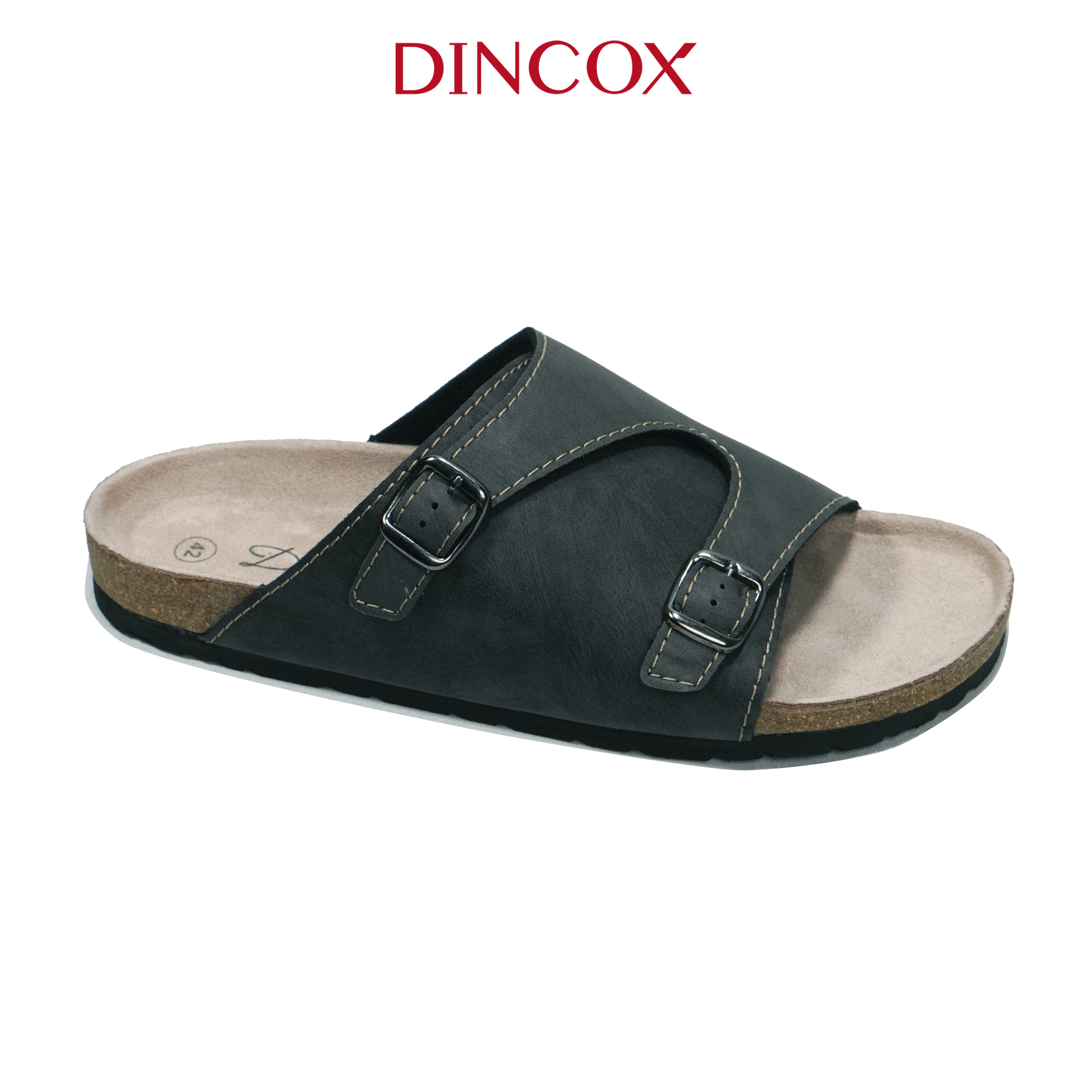Dép Đế Trấu Quai Chéo 2 Khóa Nam Charcoal DC06 Thời Trang Dincox