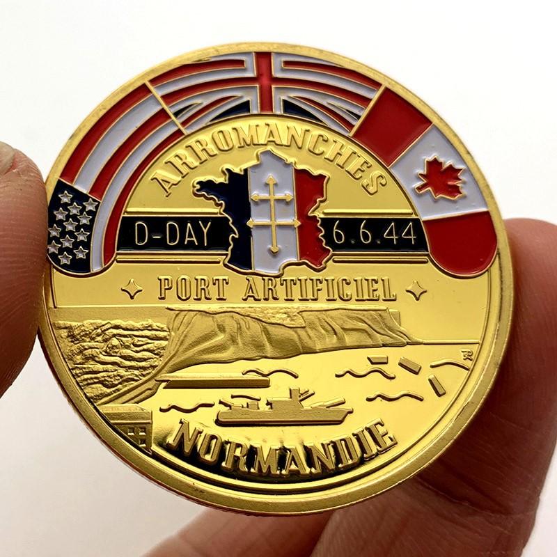 Thế Chiến Thứ 70 Kỷ Niệm Đồng Xu Lưu Niệm Arromanches Chiến Tranh Normandie Thử Thách Quân Sự Đồng Xu Sưu Tầm