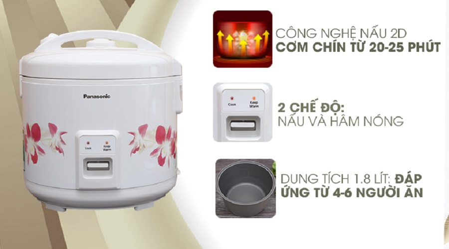 Nồi cơm điện Panasonic 1.8 lít SR-MVN187HRA - Hàng chính hãng