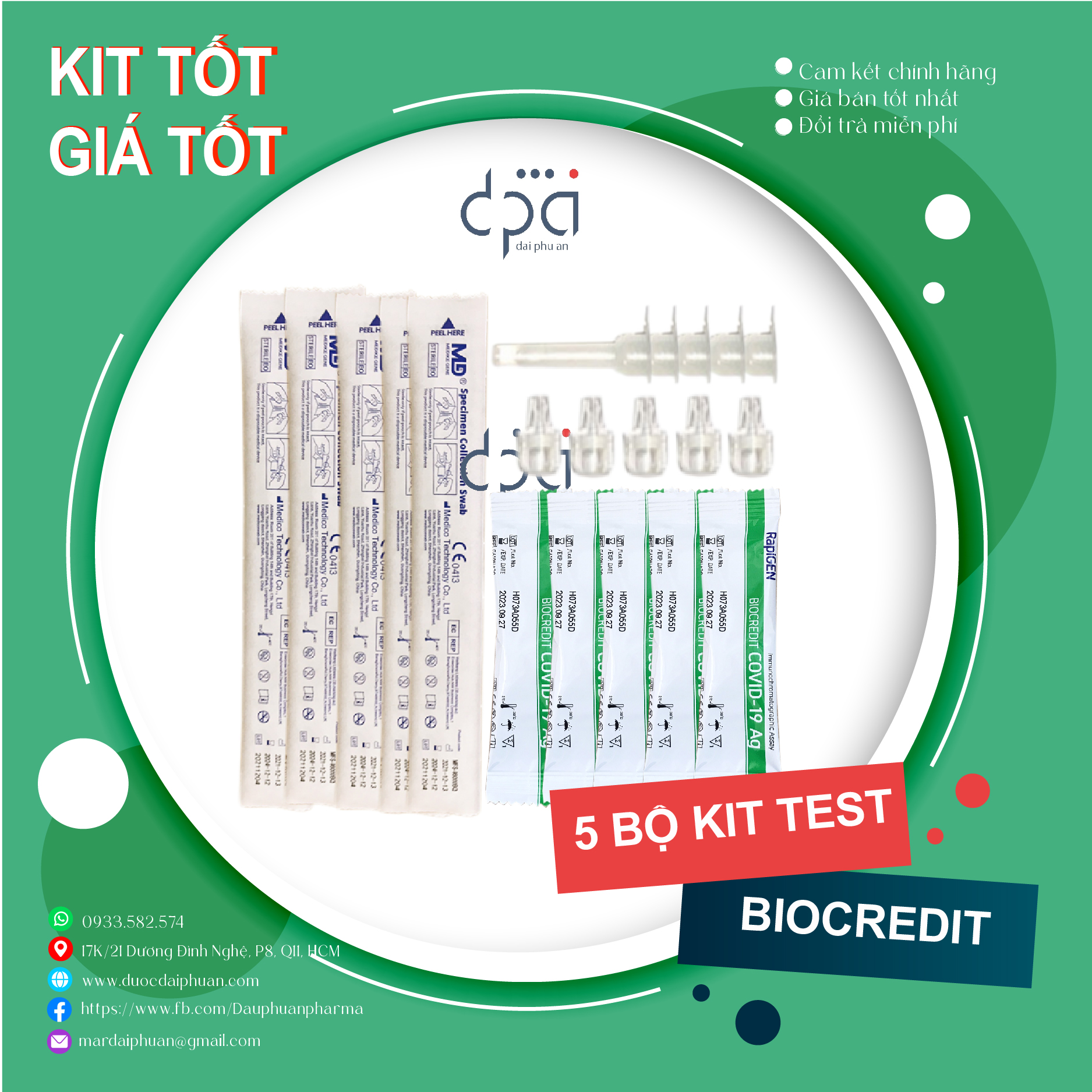 Combo 5 kit test nhanh BIOCREDIT chính hãng Hàn Quốc