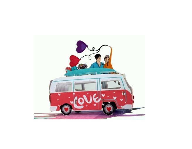 Thiệp 3D Pop Up Xe Tình Yêu – Thiệp Tỏ Tình, Thiệp Valentine, Thiệp Lãng Mạn Độc Đáo, L06