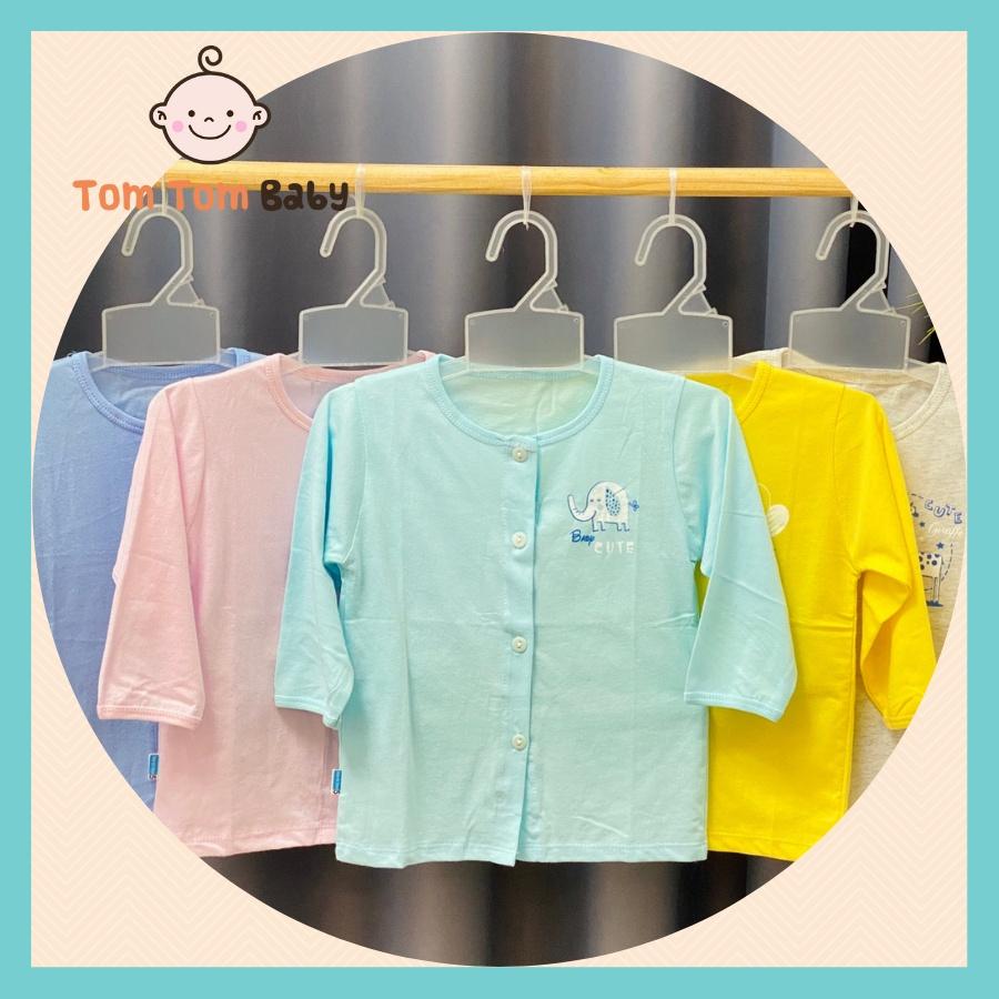 COMBO 10 Áo sơ sinh tay Dài cài Giữa Màu Thái Hà Thịnh - Chất vải cotton 100% mềm, mịn, thoáng mát, chất lượng