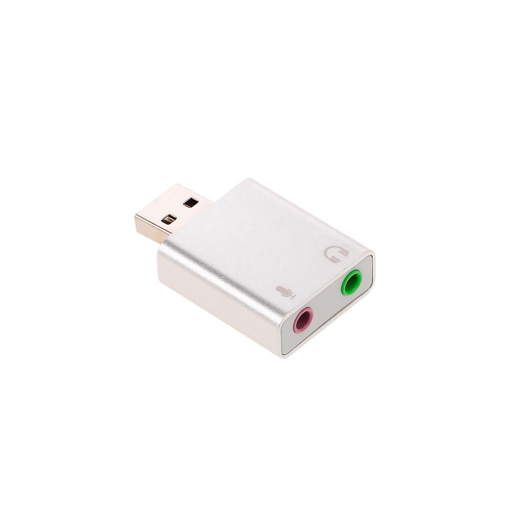 Bộ chuyển đổi âm thanh nổi Hợp kim nhôm cổng USB, micrô 7.1 với giắc cắm 3,5 mm