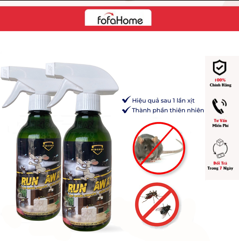 Chai Xịt Đuổi Chuột, Muỗi Thảo Mộc Run Away Chai 300ml Không Mùi, An Toàn Đuổi Chuột, Gián, Côn Trùng Hiệu Quả Xua Đuổi Chuột, Gián, Côn Trùng ... Chỉ Sau 1 Lần Xịt