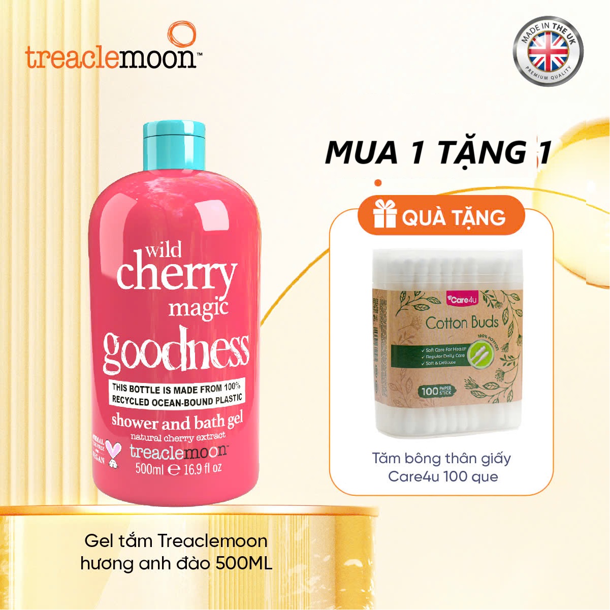 Gel tắm dưỡng da chiết xuất Anh đào Treaclemoon 500ml