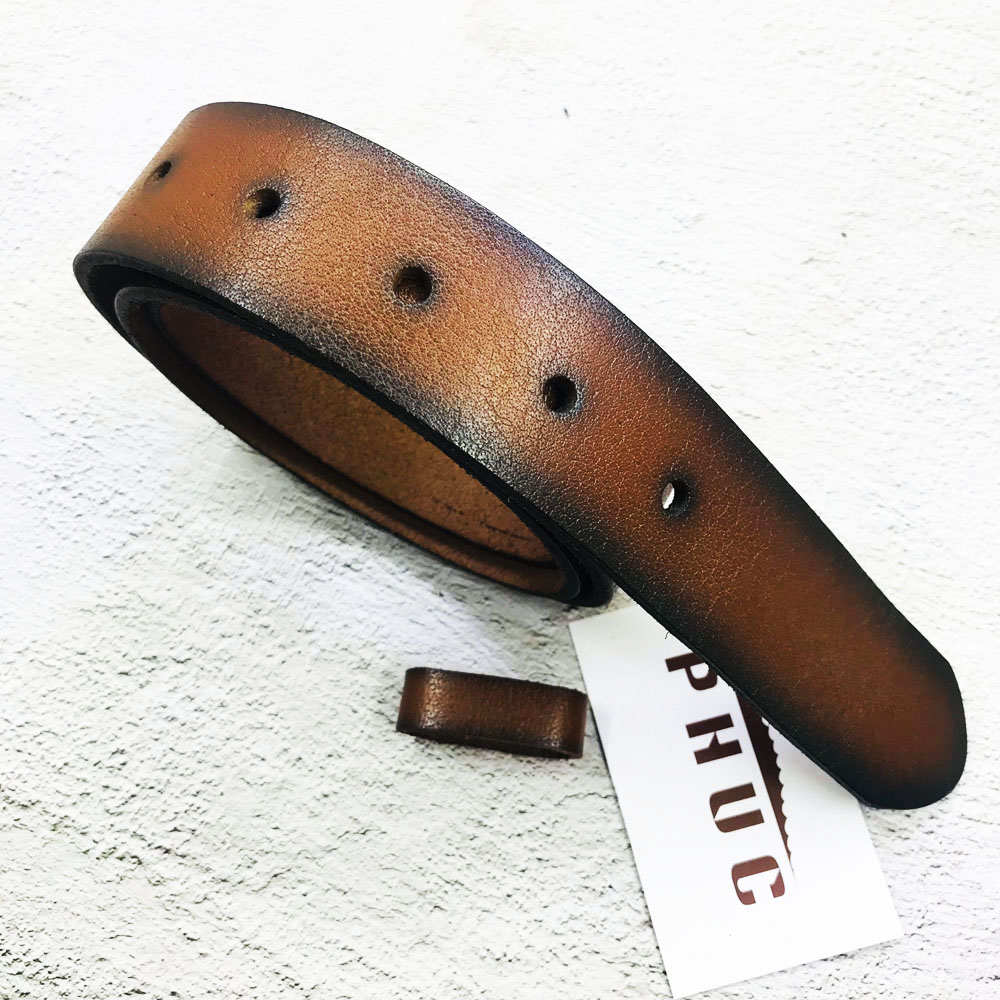 Thắt lưng nam da bò bản 4cm, Dây nịt nam da bò nguyên tấm không đầu khóa bảo hành 2 năm