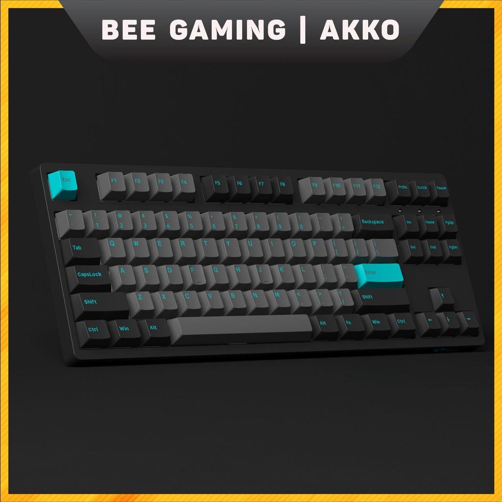 Bàn phím cơ chính hãng AKKO 3087 / 3108 Plus Black &amp; Cyan (Foam tiêu âm / AKKO CS switch