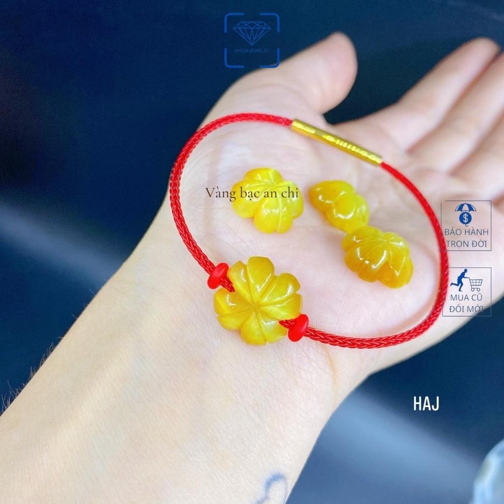 Vòng dây cáp đỏ cỏ bốn lá đá màu vàngvòng tay không thấm nước, Anchi jewelry