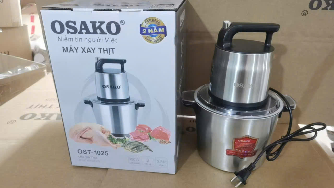 Máy xay thịt công suất 1000W, cối inox 6L Osako OST-1020-hàng chính hãng