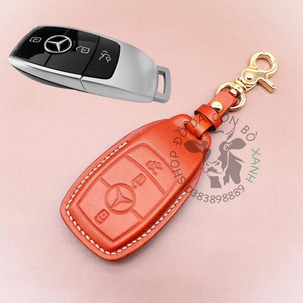 Bao da dành cho Chìa Khoá Ép Phom Mercedes handmade da thật, Bao da dành cho chìa khoá Mec 002e