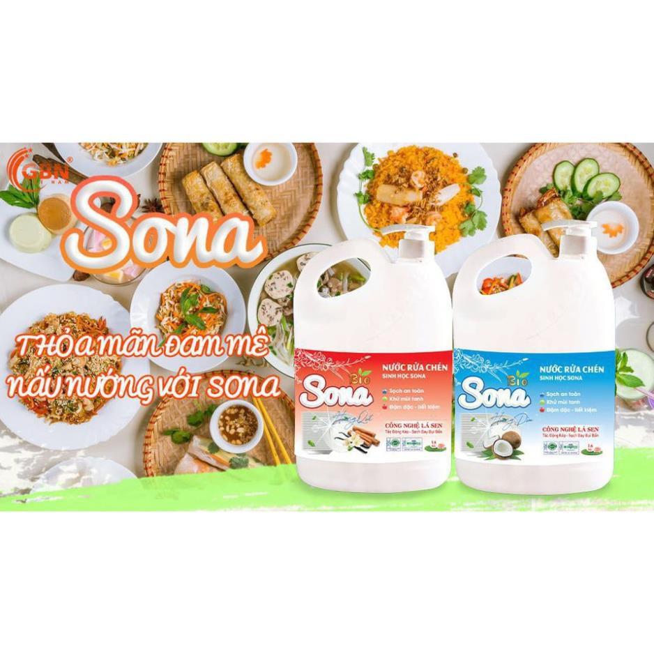 Nước Rửa Chén Hương Quế &amp; Hương Dừa SoNa 1,6kg, Đánh Bay Dầu Mỡ, Thân Thiện Với Môi Trường