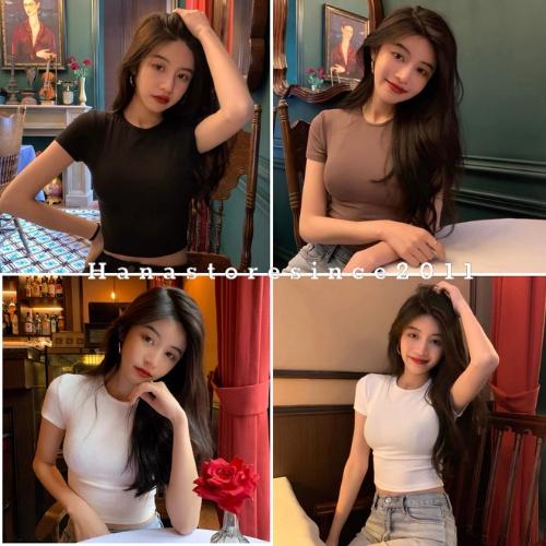 Áo croptop thun ngắn tay ôm body năng động