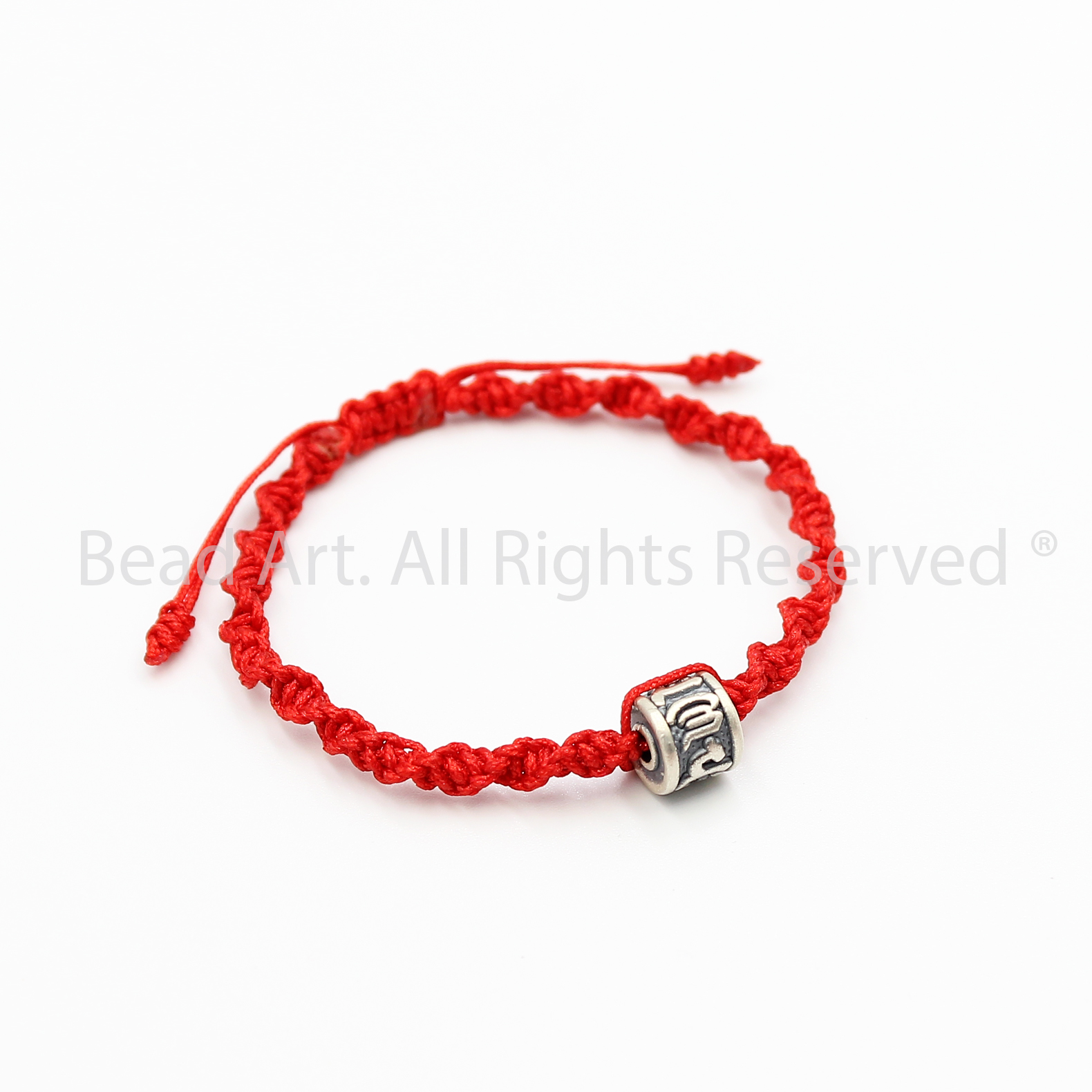Vòng Tay Thắt Dây Đỏ, Chỉ Đỏ Nút Tibet, Charm Bạc 999 Lục Tự Chú Om Mani Padme Hum, Vòng Tay Phong Thuỷ - Bead Art