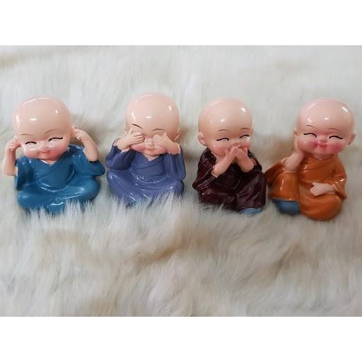 Combo 4 Chú Tiểu Tứ Không Trang Trí Ô Tô, Góc Làm Việc, Siêu Đẹp Siêu Đáng Yêu