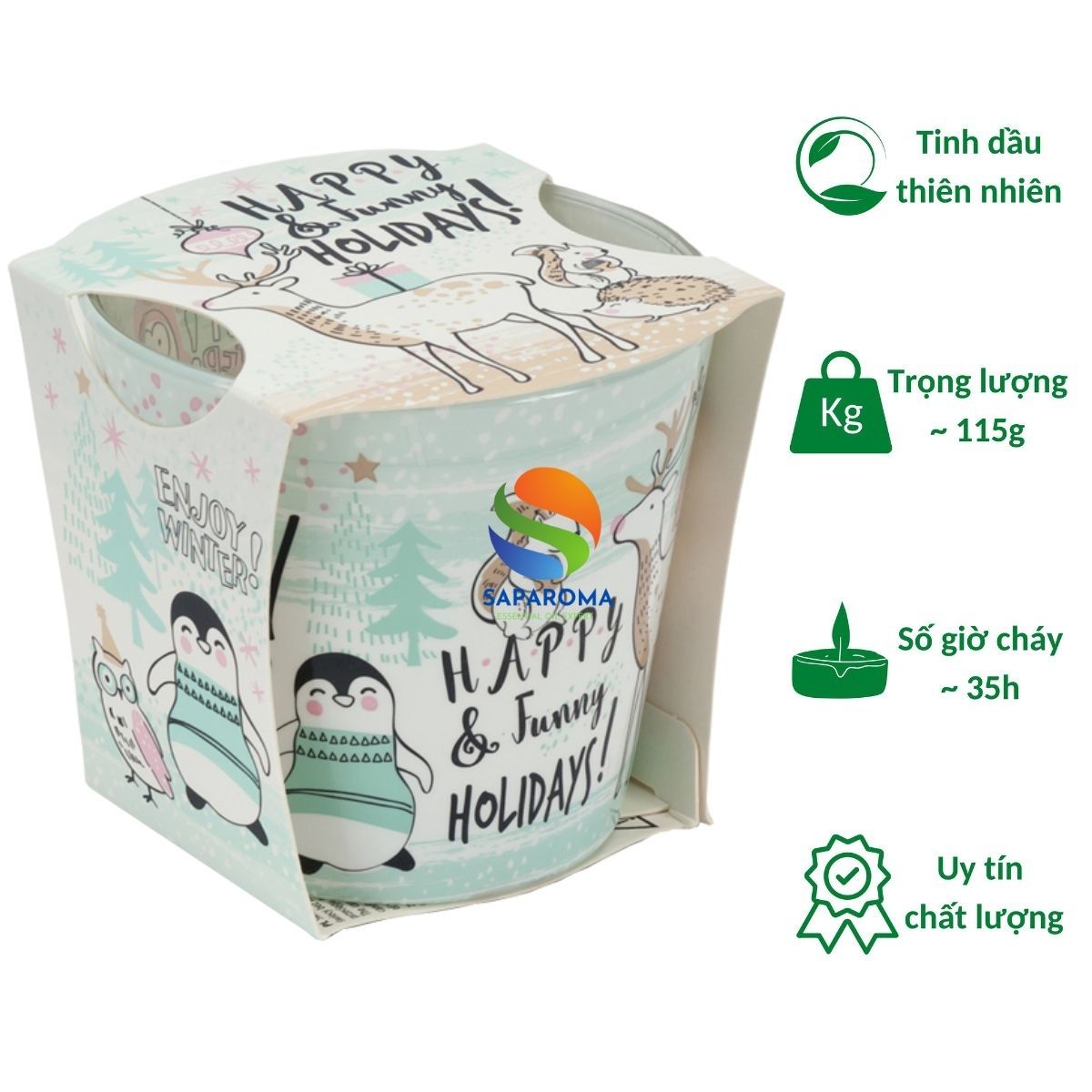 Ly nến thơm tinh dầu Bartek Merry and Bright 115g QT02785 - tuyết, thông, quế, nến trang trí, thơm phòng, thư giãn, hỗ trợ khử mùi (giao mẫu ngẫu nhiên)